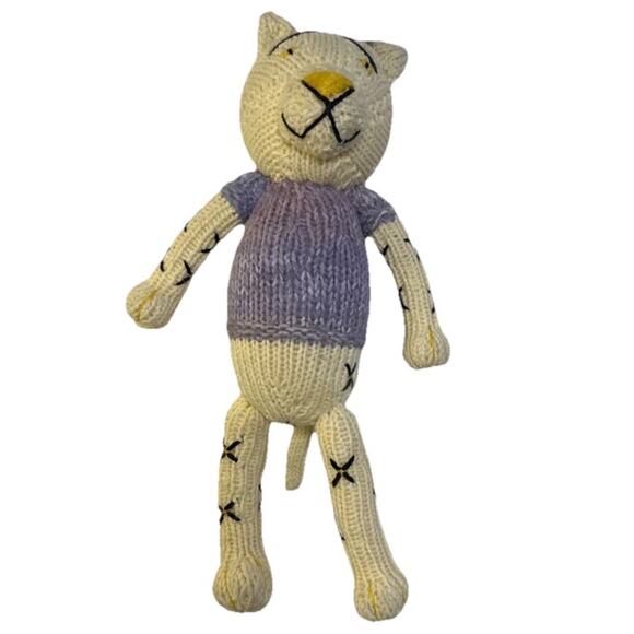 Knitted Cat Africa Impulse Marketing Fair Trade Stuffed‎ Animal 10 Inch Doll - Picture 1 of 8